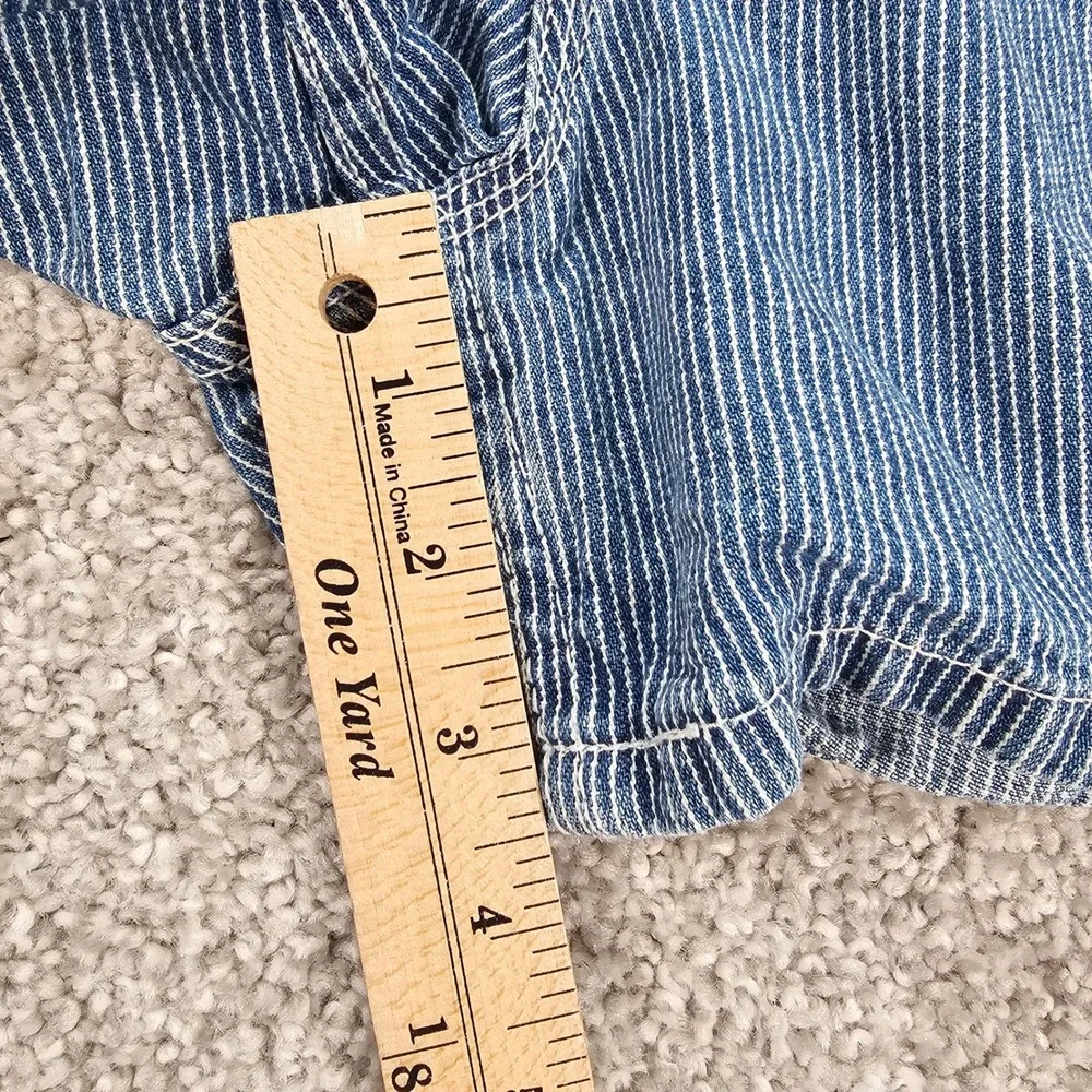 Vintage Jordache Railroad Denim Shorts Blue White High Waisted Size 13/14 108640